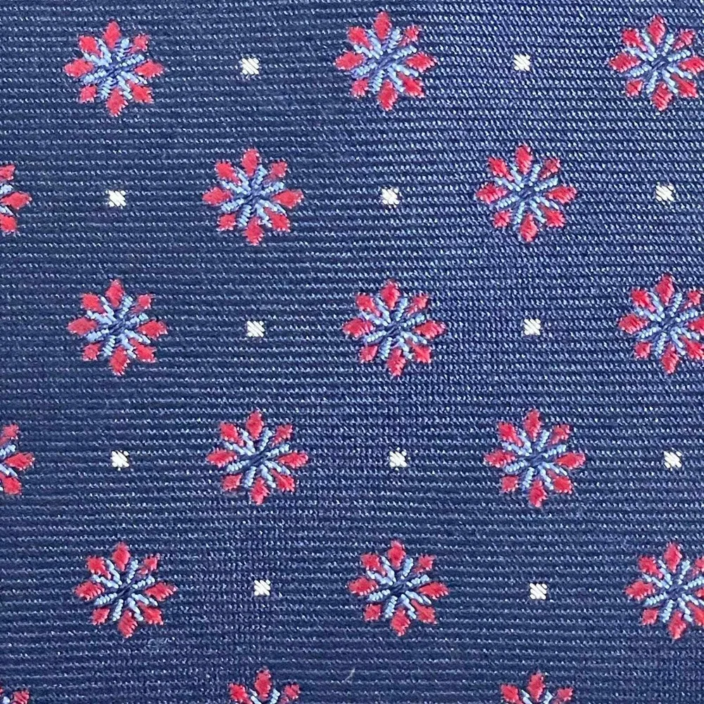 NWT Pronto Uomo Designer Necktie Silk Blue Red Geometric Stars Dots Tie‎